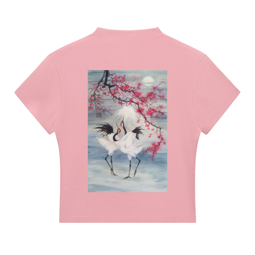 T-shirt,top,pink,sakura,tops,print