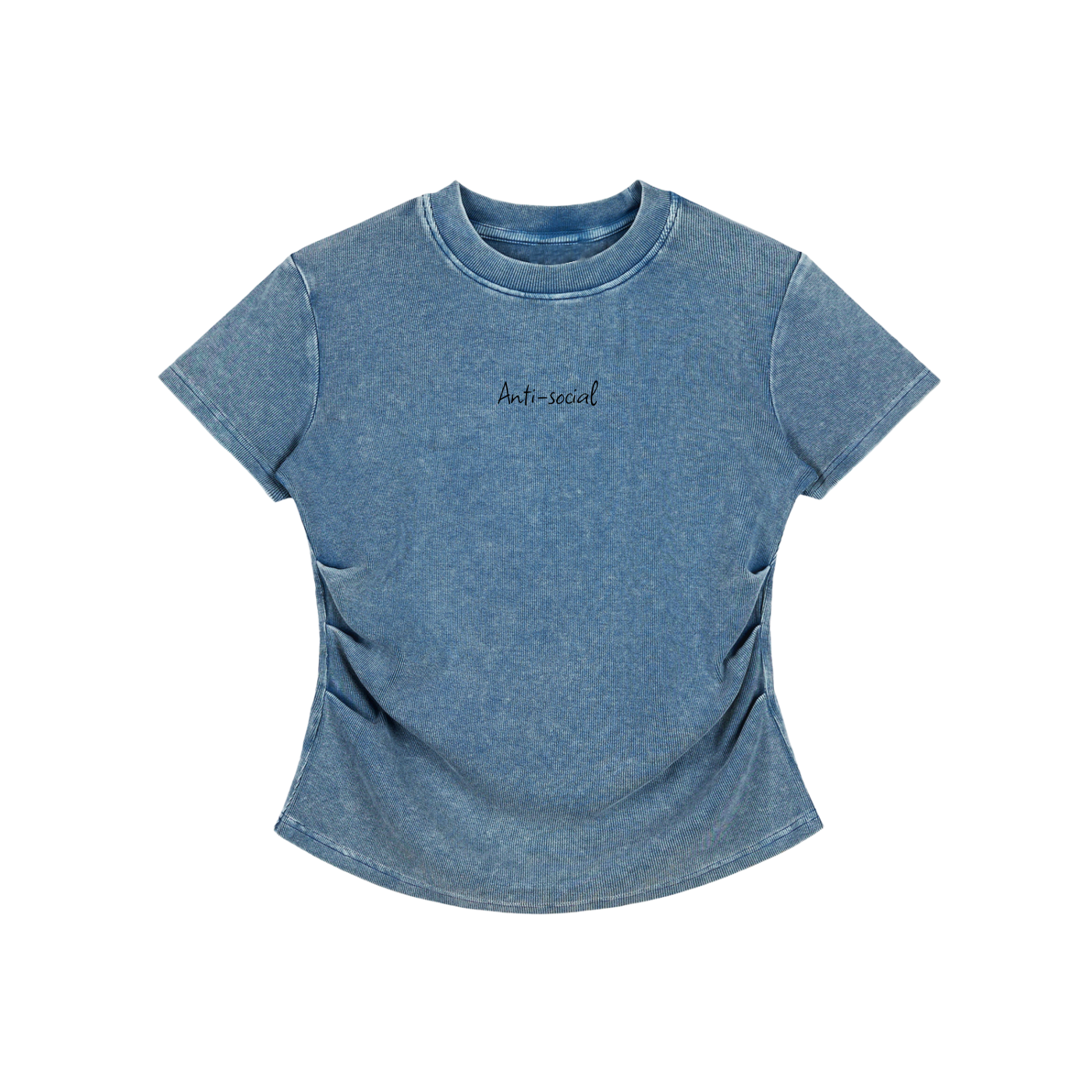 top,t-shirt,blue,tops,anti-social,vintage