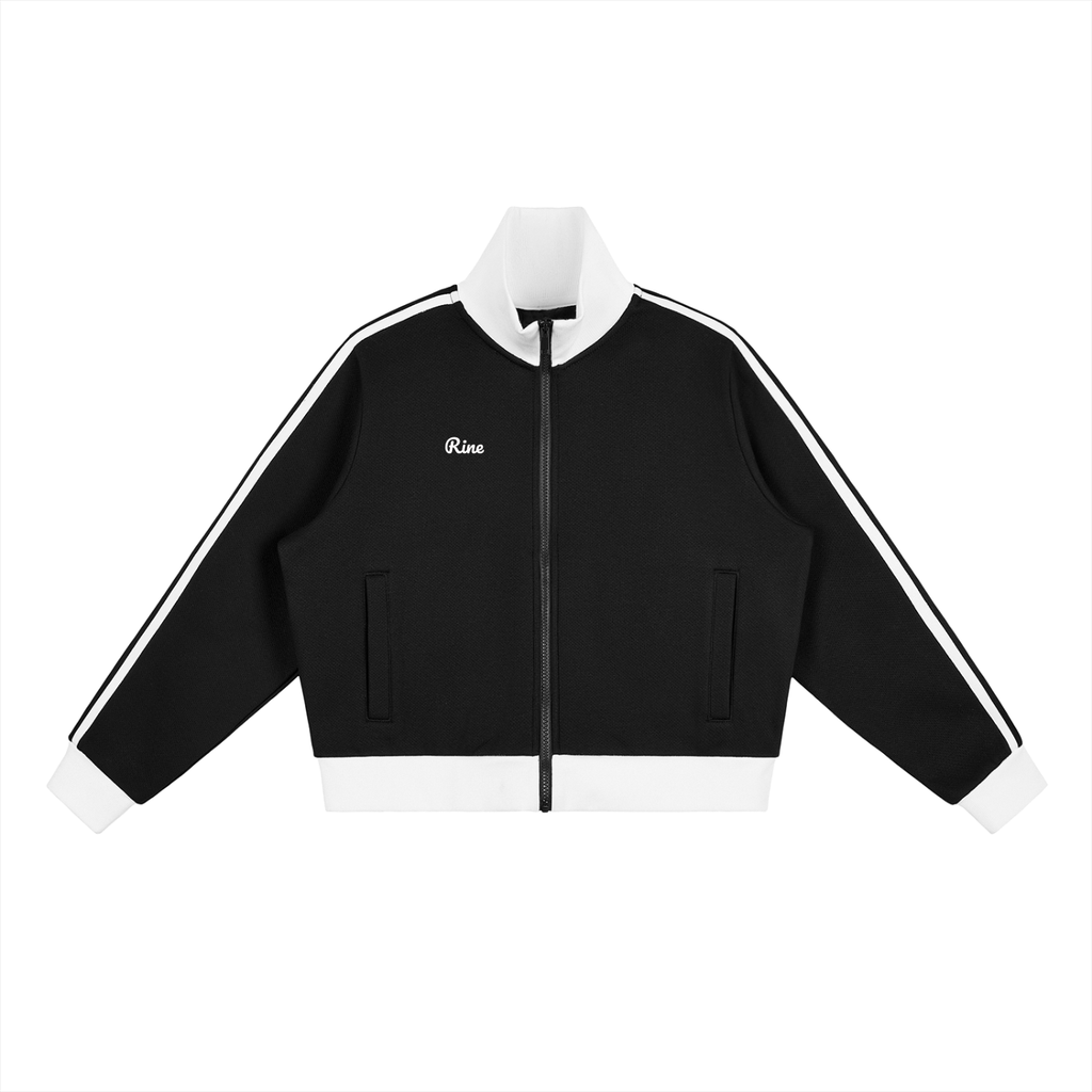 top,jacket,fleece,stripes,longsleeve,black,anime,outwear