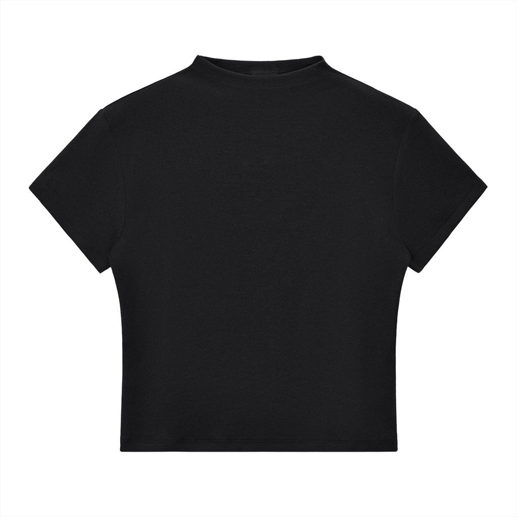 T-shirt,top,black,tops,print