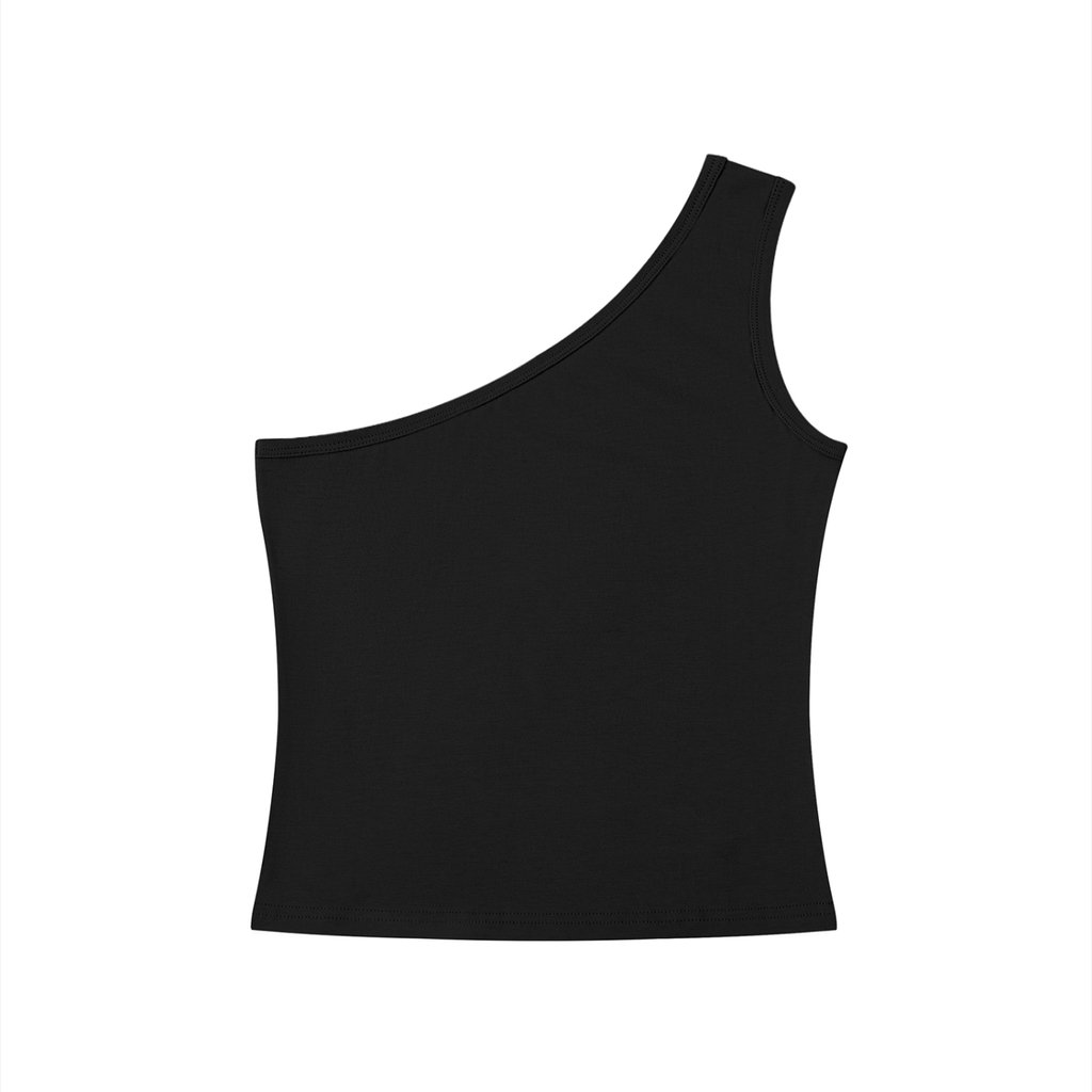 top,tops,sporty,cherry,black,white,gray,oneshoulder