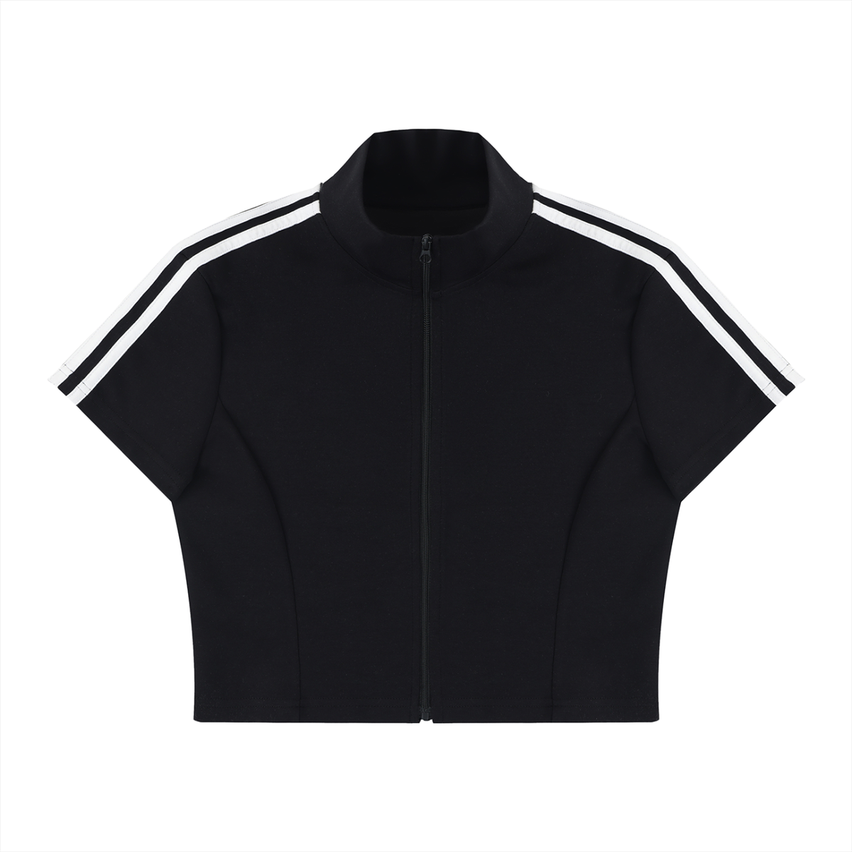 top,tops,black,red,sporty,stripes,zipup