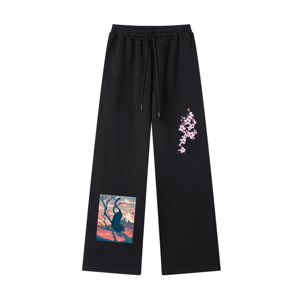 pants,sweatpants,gray,black,matching set,sets,loungewear,cat,sakura