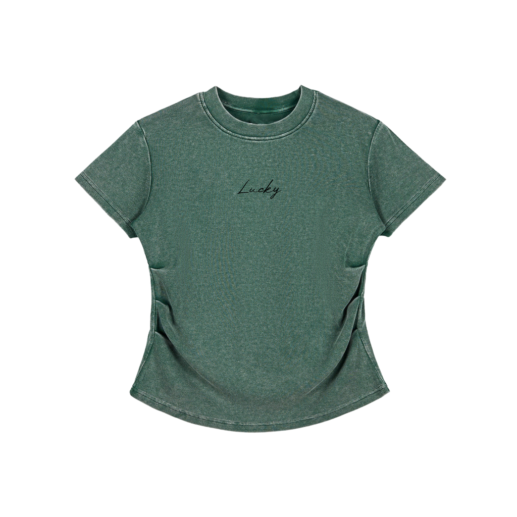 top,t-shirt,green,tops,lucky,vintage