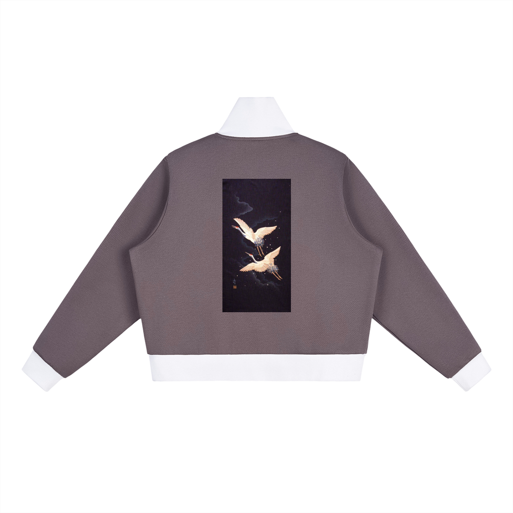 top,jacket,longsleeve,purple,swans,stripes,outwear,anime