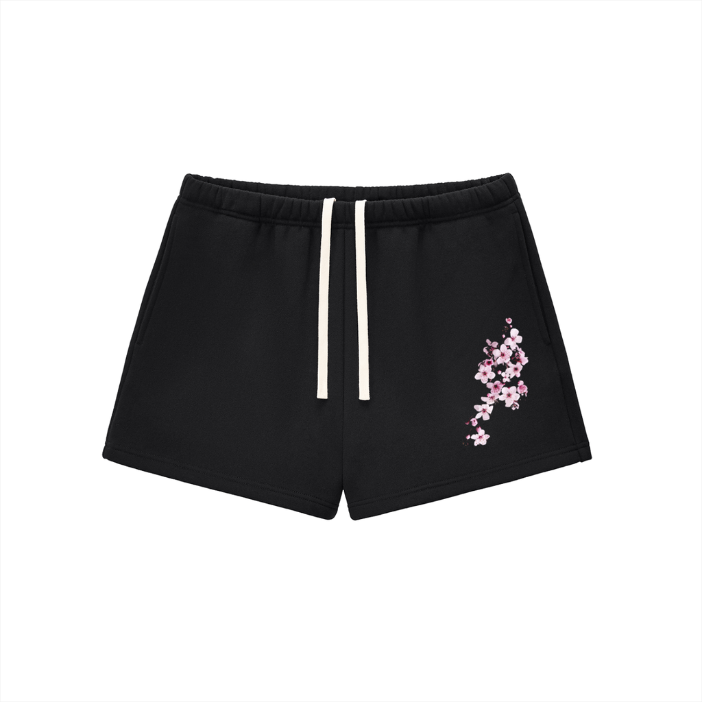 shorts,pants,sakura,gray,white,black,print,loungewear