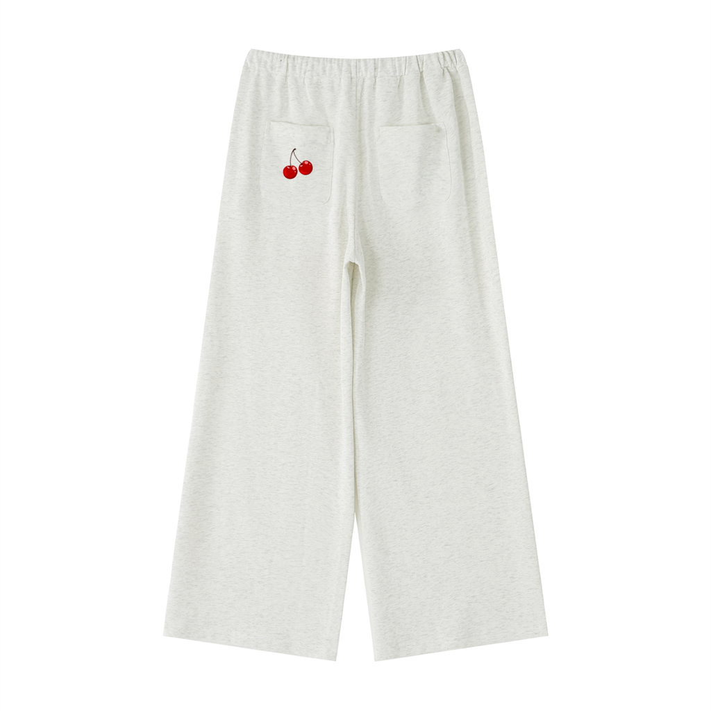 pants,sweatpants,cherry,gray,wideleg,beige,sporty