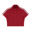 top,tops,black,red,sporty,stripes,zipup