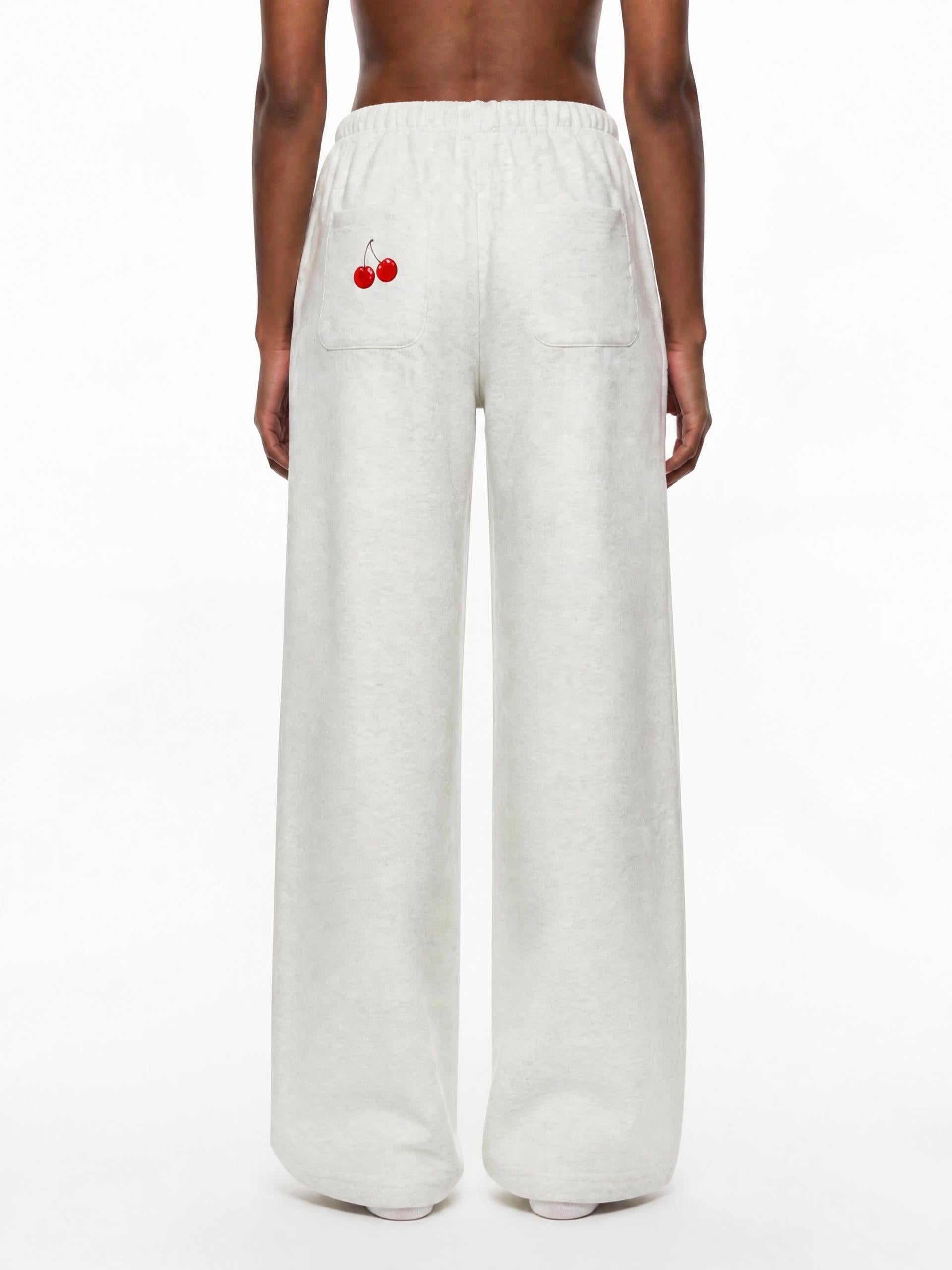 pants,sweatpants,cherry,gray,wideleg,beige,sporty